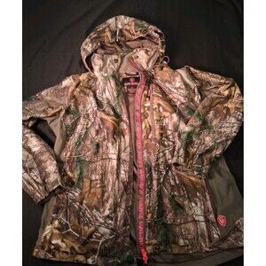 Game Winner Women’s Size XL RealTree Camo Zip Fleece Hooded Jacket Clean